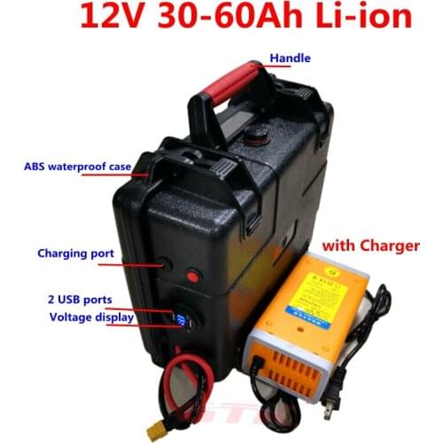 Waterproof 12V 30Ah 40Ah 45Ah 50Ah 60Ah Lithium li ion battery 12v bms for street light power bank scooter laptop Ebike+charger