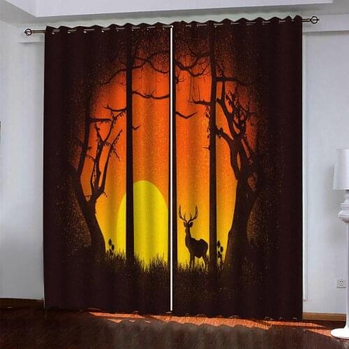 Sunset curtains Customized 3d curtains new bay window balcony thickened windshield blackout curtains
