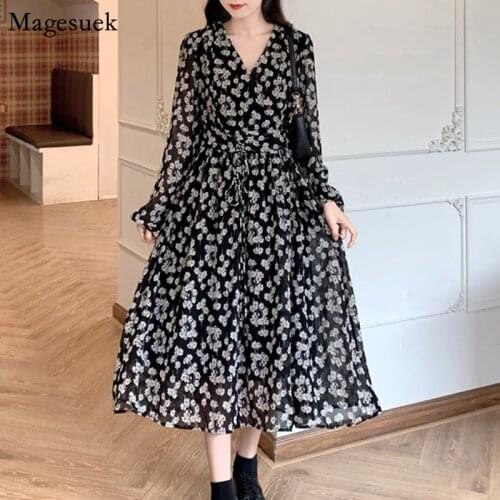 2021 Spring Summer Dress Women Vestido Sexy Print Plus Size Woman Evening Party Dress Long Sleeve V-Neck Long Dresses New 13492