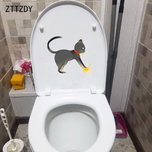 ZTTZDY 24*19.6CM A Playing Cat Bedroom Home Decor Toilet Sticker Wall Decal T3-0194