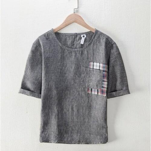 100% Linen new design short sleeve casual t shirt men brand fashion t-shirt mens o-neck trendy tshirt male chemise