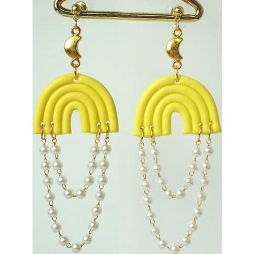 2021 New Drop Earring Jewelry Women Rainbow Geometric Colorful Unique Originality Handmade Polymer Clay Earrings for Party Gift