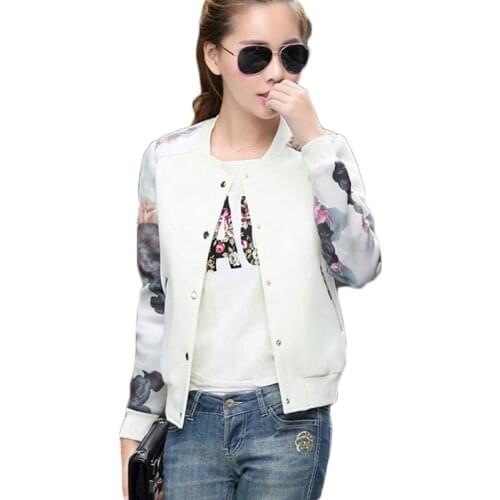2021 Women Jacket Brand Tops Flower Print Girl Plus Size Casual baseball Sweatshirt Button Thin Bomber Long Sleeves Coat Jackets