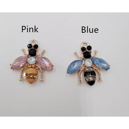5pcs/lot Rhinestone Bee Pendant For Women Handmade Earring Bracelet Hair Accessories Headwear Charm Diy Jewelry Findings Bijoux