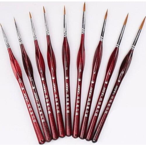 9pcs 000~6 Miniature Paint Brush Set Sable Hair Fine Detail Art Nail Drawing Brush Oil Painting Gouache Painting Tool Set