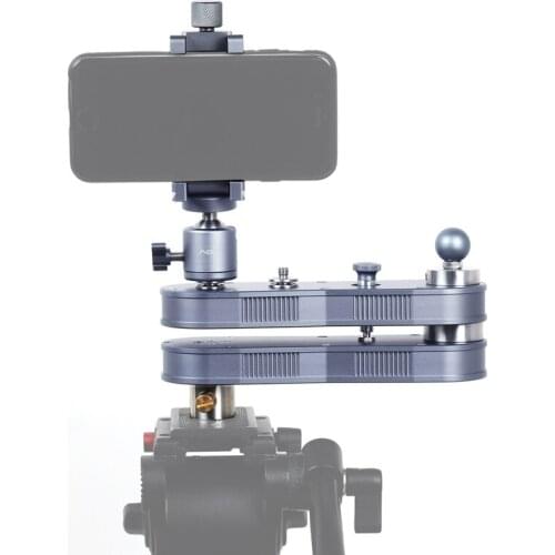 ADAI Professional Mini Extendable Rail Track Dolly Slider, Panning and Linear Motion up to 4 x Distance (52cm), Load Max: 1.5kg