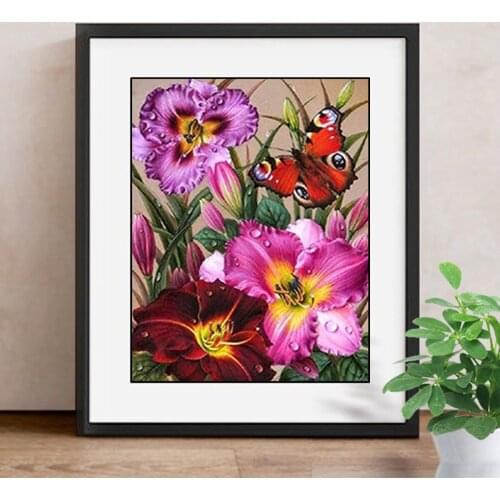 Diamond Painting Full Square Drill Flower Wall Decor Rhinestone Embroidery Mosaic Butterfly 5D Handmade