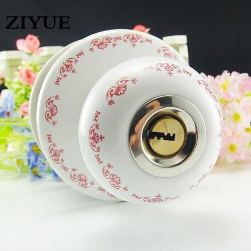 Free Shipping Red Pattern Ceramic Lock Rural Pastoral Style Ceramic BallSpherical Lock for Home house living Room