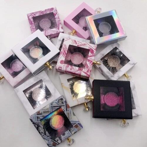 Dramatic lashes package glitter pull and push case for 3D mink lashes hard cardboard eyelashes case