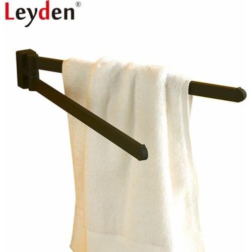 Leyden Hot SUS 304 Stainless Steel Towel Holder Black Towel Rack Wall Mounted Rotating Towel Tack Towel Bar Bathroom Accessories