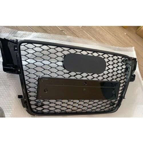 For RS5 Style Front Sport Hex Mesh Honeycomb Hood Grill Gloss Black for Audi A5/S5 B8 2008 2009 2010 2011