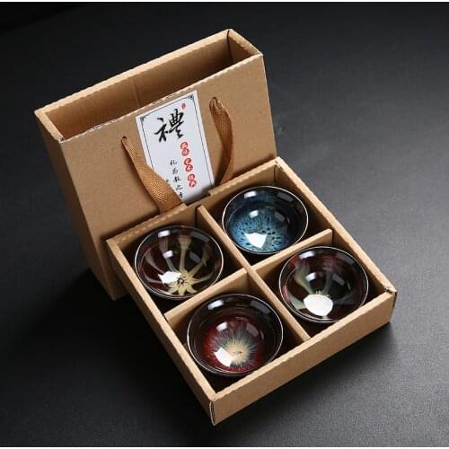 GuopinTraditional Kiln Change Ceramic Teacup Personal Meditation Cup Portable Travel Tea Bowl Pu'er Master Cup Tea set