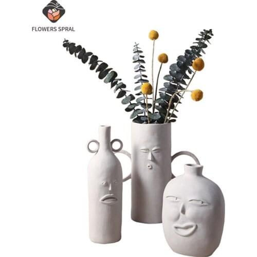 Nordic Ceramic Vase Decorative Art Abstract Human Face Vase Simple Living Room Desktop Home Exquisite Decoration Birthday Gift