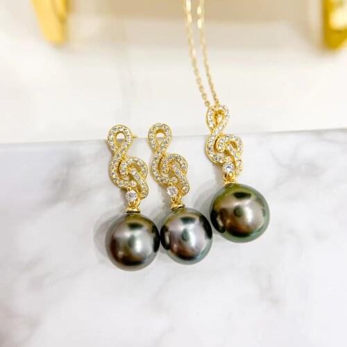 S925 Sterling Silver Pendant Earrings Set Mounts Findings Mountings Jewelry Set Parts Fittings Womens Accessories for Pearls