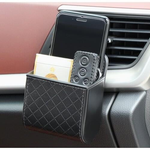 Car Organizer Box Bag Air Outlet Dashboard Hanging Leather Universal Car Mobile Phone Holder In Automobile Interior Accessories