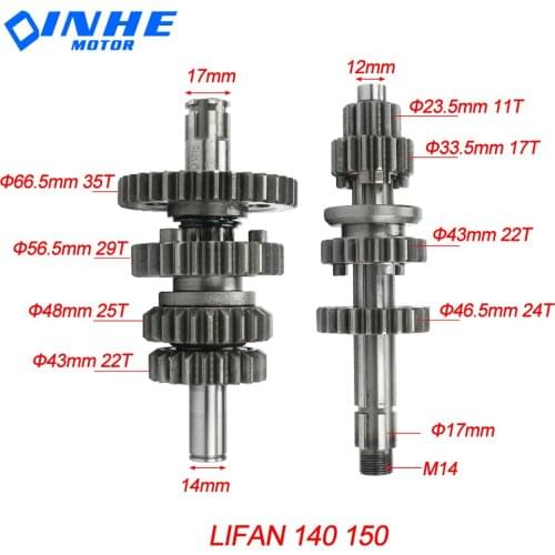 Lifan 150cc Transmission Gear Box Main Counter Shaft kit For LF 150 150CC 1P56FMJ Horizontal Kick Starter Engines Dirt Pit Bikes