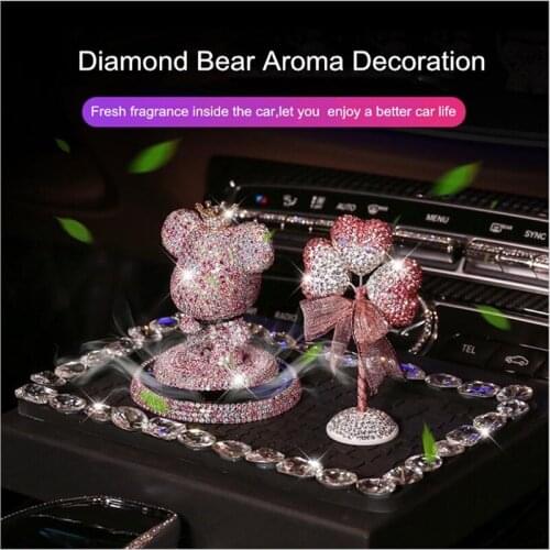 Best gift Car aroma decoration light fragrance car car interior diamond bear creative cute cartoon center console decoration