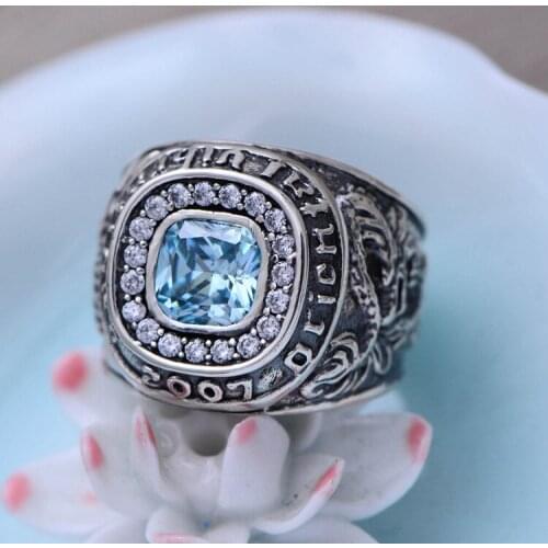 Fashion Retro Trend Blue Dragon White Tiger 2007 Commemorative Edition Ring Men Domineering Personality Ring Gift