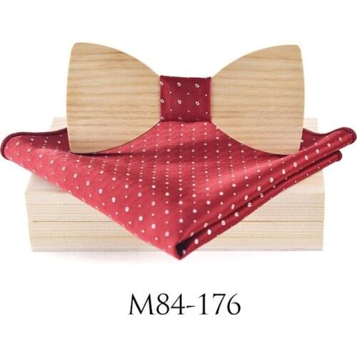 Fashion Wood Gentleman Pocket Square Broth Brooch Bow Ties Handmade Butterfly Wedding Party Wooden Tie Suit