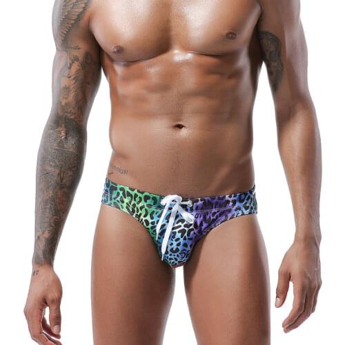 Mens Swimwear Low Rise Swimming Briefs Men Sexy Leopard Flower Print Swim Trunks Beach Shorts Surffing Bathing Suits Beachwear