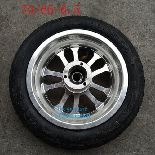 Newest Size 70/65-6.5 Vacuum Tyre Tubeless tire with 6.5" alloy hub fits Electric Scooter front wheel 10 inch Inflatable wheels