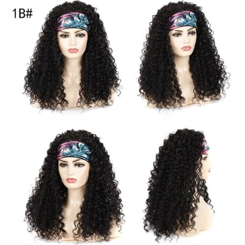 Deep Curly Wave Headband Wig Synthetic Hair Wigs For Black Women Heat Resistant Hair Wigs Glueless Headband Wig