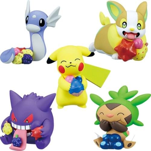 Original TAKARA TOMY Pokemon Gourmet Moment Dratini Chespin Gengar Gashapon 2 Action Figure Model Toys Gift for Children