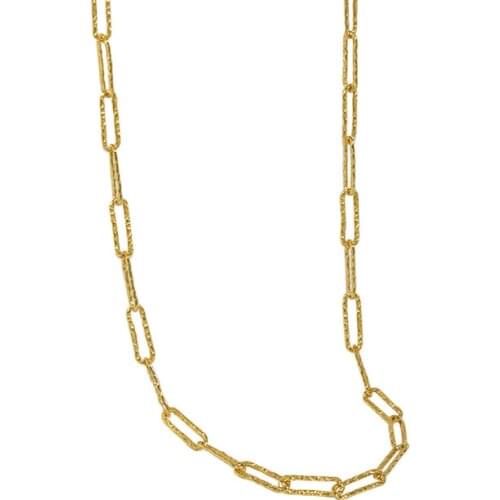 18K Gold 3.9mm 100% Authentic 925 Sterling silver Irregular Rolo Foil chain Necklace Jewelry TLX2243