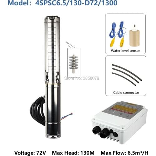 72v soalr water pump dc submersible deep well pump solar bomba de gua pompa max head 130m max flow 6.5m3/h 4SPSC6.5/130-D72/1300