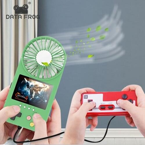 DATA FROG 2 in 1 Handheld Game Console With USB Fan Built-in 500 Games Mini Retro Video Console Color Display Support Two Player