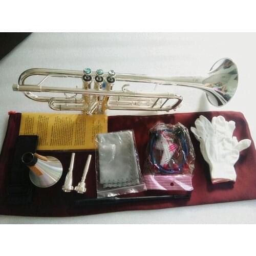 Silver Plated Stradivarius Professional Bb Trumpet LT180S-43 Silver Plated Instrumentos Musicales Profesionales Mouthpiece
