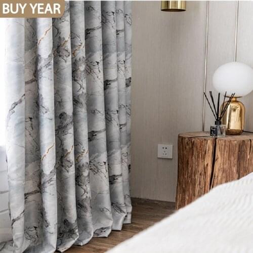 Modern Curtains for Living Dining Room Bedroom Marble Graphic Double-sided Light Printed Fabric Curtain Fabric