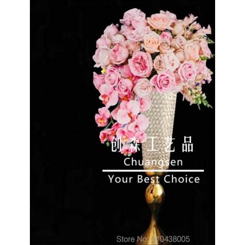 Wedding vase table centerpiece glass vase for wedding decoration,crystal flower stand party deco flower holder candle holder