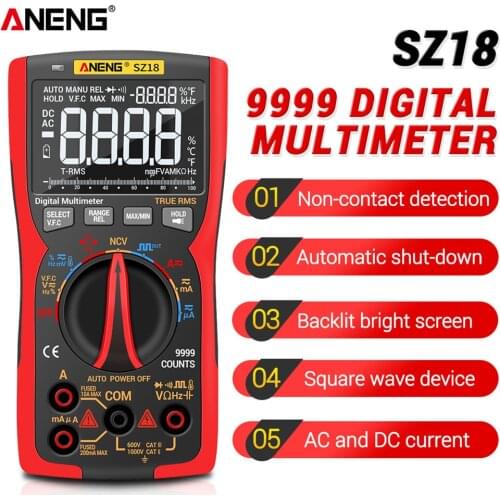 SZ18 Digital Multimeter 9999 Professional True RMS Analog Tester Multimetro DIY Transistor Capacitor NCV Testers Lcr Meter