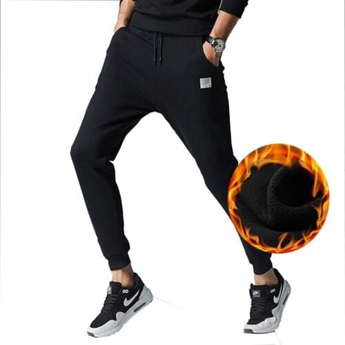 Warm Fleece Men Casual Pants Fashion Straight Workout Trousers Joggers Baggy Long Trousers Cotton Loose Stretch Tracksuit CYL31