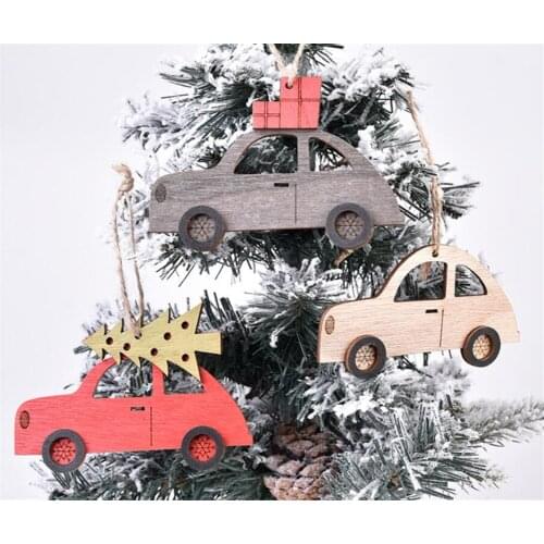 Hot 600pcs/lot Wooden Christmas Tree Decorations Elk Car Hanging Pendants New Year Christmas Decorations