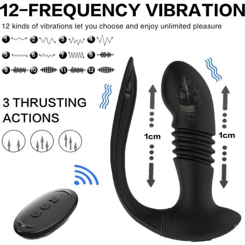 Thrusting Dildo Vibrator Male Prostate Massager Telescopic Anal Vibrator Wireless Remote Control Anus Stimulate Sex Toy Buttplug