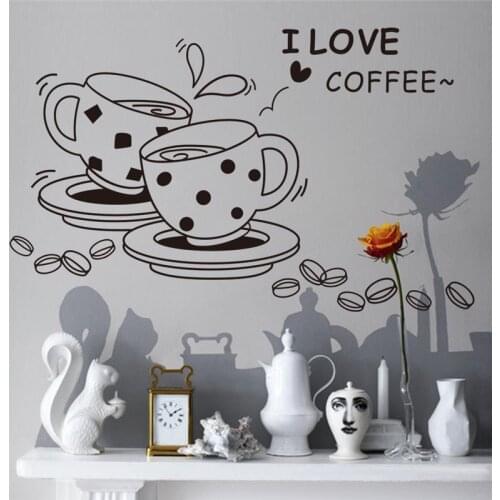 I love coffee kitchen restaurant Wall Stickers living room Wall Decals Family Decoration