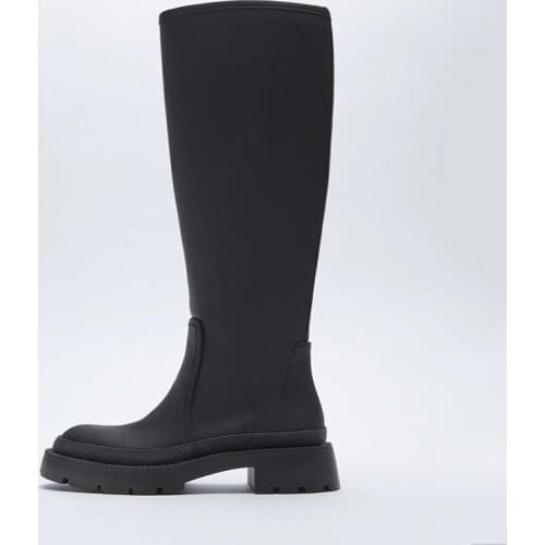 2022 Ins Women Long Boots Flat Heel Shoes Women Winter Warm Knee High Boots Fashion Shoes Female Footwear Botas Mujer De Zapatos
