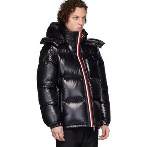 Winter new mens hooded casual down jacket thick and warm mens winter clothing black waterproof Double row zipper padded coat