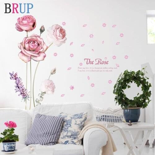 10 Different Styles of Flowers Wall Stickers Colorful Rose Lily Home Decor for Sofa TV Art Mural DIY Vinyl Wall Decals