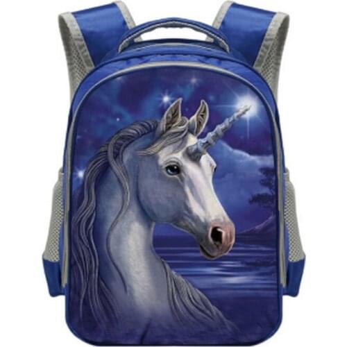 13 Inch Kawaii Unicorn Backpack Cartoon Children School Bags for Boys Girls Kindergarten Bag Blue Kids Bookbag
