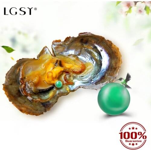 LGSY 6-7mm Akoya Pearls Cultured Green Color Double Round Pearl High Quality Oyster Beads Natural Seawater Jewelry Making 20 Pcs