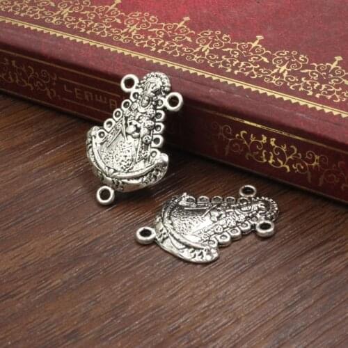 30pcs/lot Zinc Alloy Antique Silver three holes Connector Beads For Bracelet DIY Jewelry Accessories 17x25mm K05298