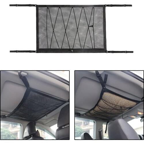 Car Ceiling Mesh Bag Zipper Travel Elastic Quilt Cargo Net Accessories