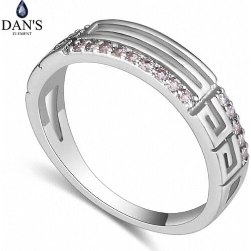 DANS 2 colors Real Brand AAA Zirconia Micro Inlays Simple Vintagle Fashion Ring for women New Sale Hot 116496White