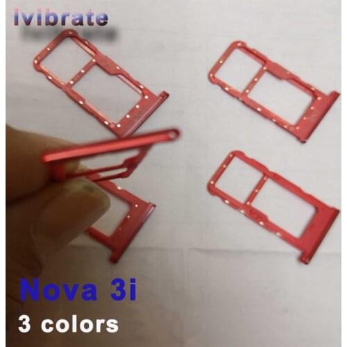 For Huawei Nova 3i New Original SIM SD Card Holder Sim Tray Reader For Huawei Nova3i Cell Phone card tray replacement parts
