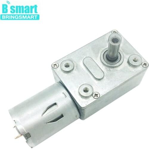 Bringsmart Turbo Geared Motor 12V 24V Mini Gearbox Worm Gear DC Motor 12 Volt Engine 370 Self-locking Positive Inversion Reducer