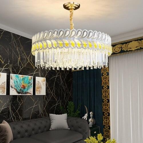 European crystal chandelier round living room light luxury hall bedroom study dining room lamp hotel engineering lighting