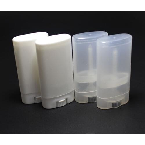 Hot Sale 50Pcs Empty Oval Lip Balm Tube Plastic White Solid Perfume Deodorant Containers Portable Makeup Lipstick Tubes With Lid